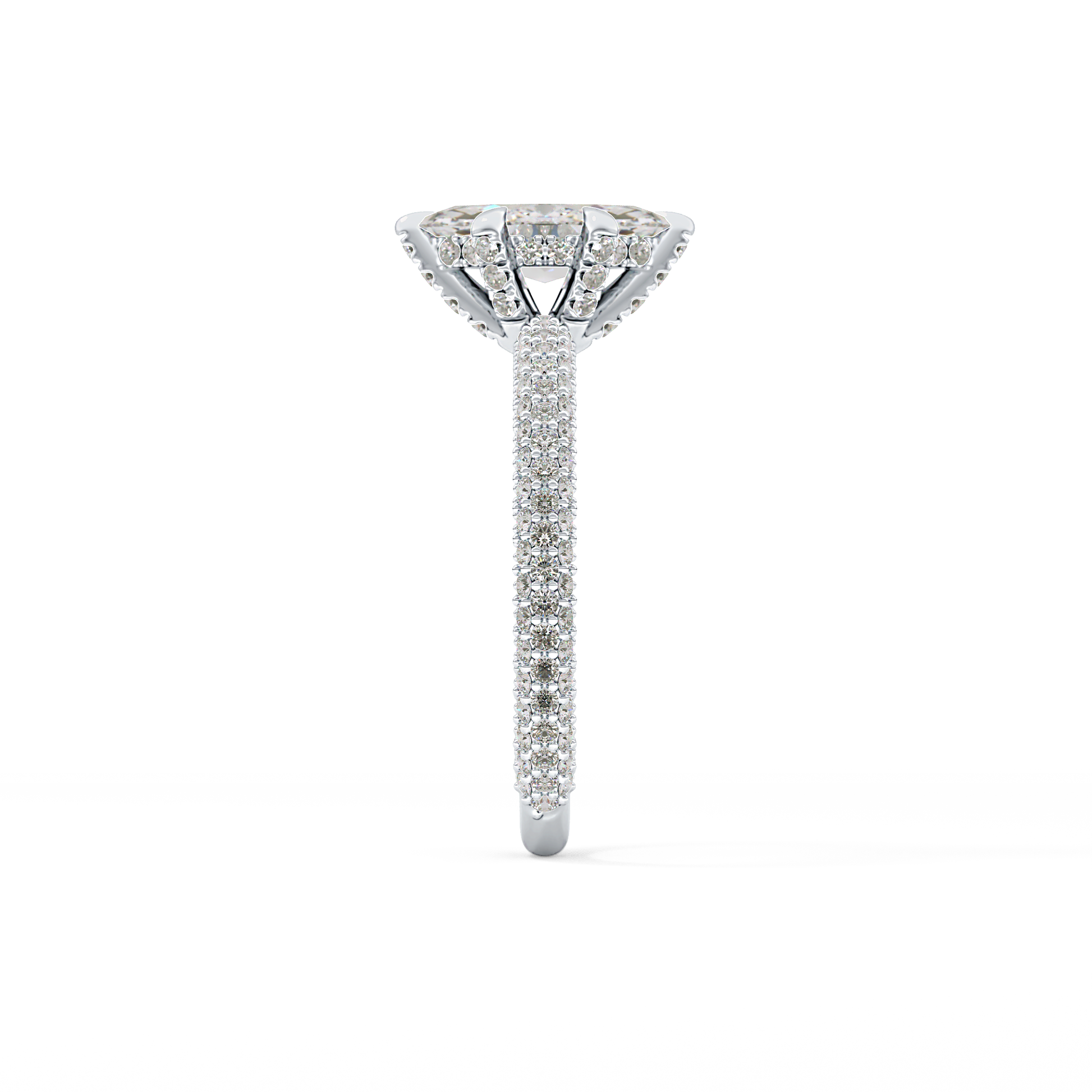 Marquise Cut 0.82 Carat Moissanite Ring – Hidden Halo and Pave Setting in Gold