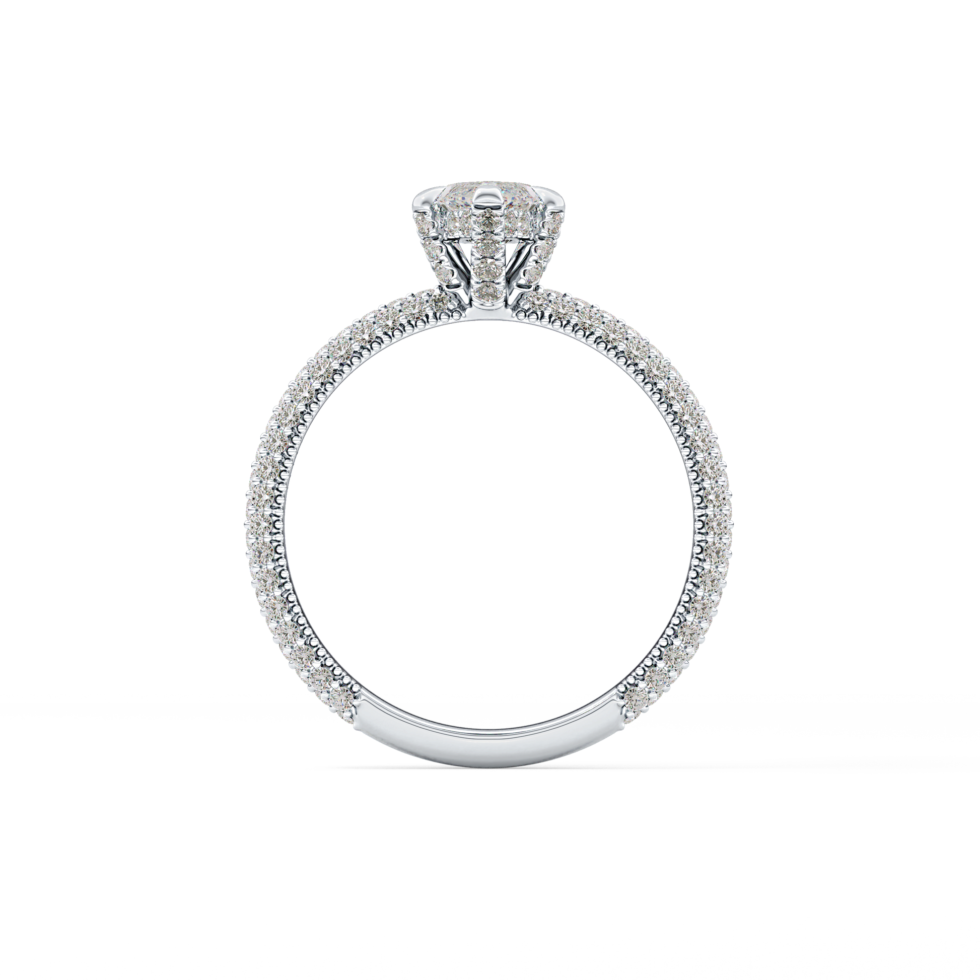 Marquise Cut 0.82 Carat Moissanite Ring – Hidden Halo and Pave Setting in Gold