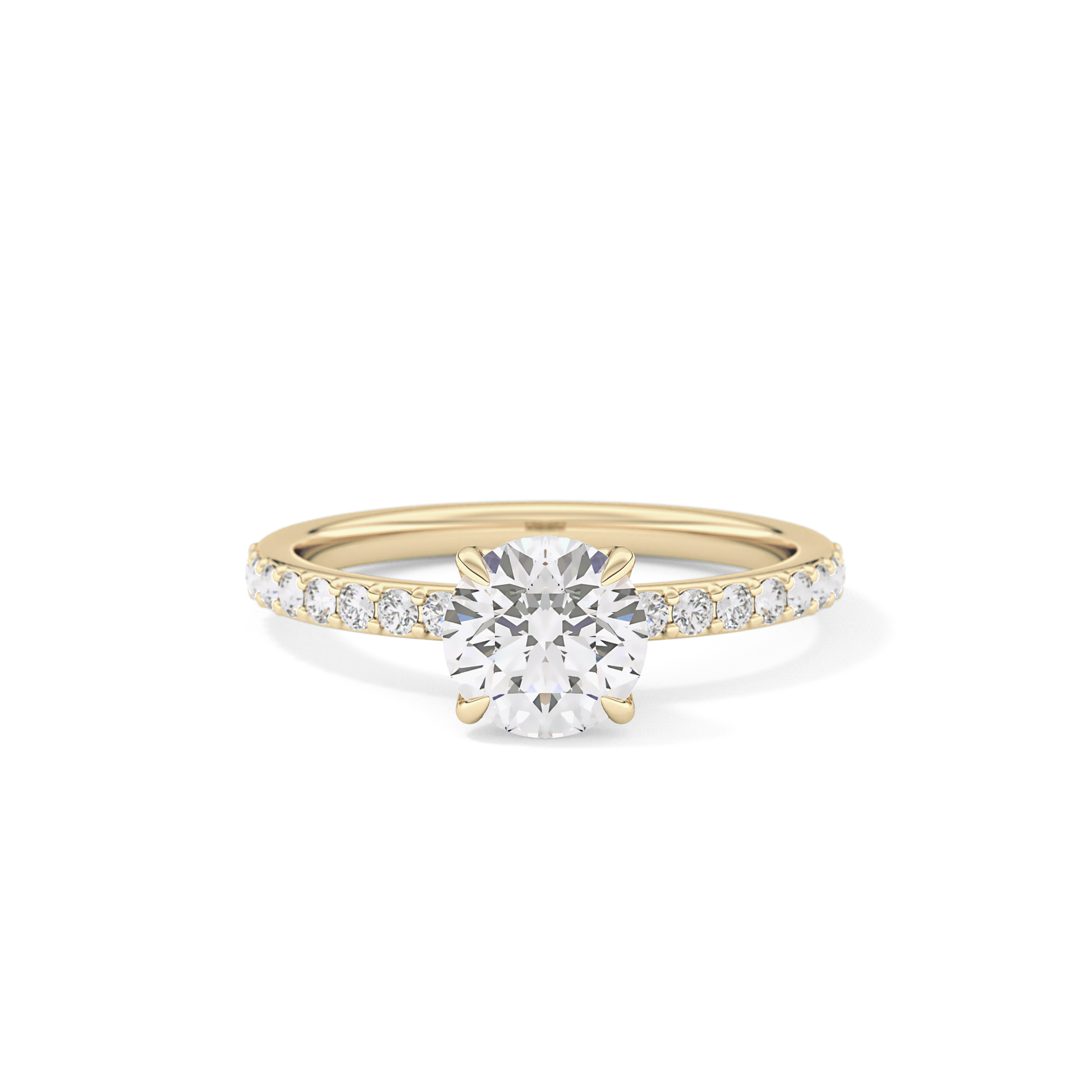 Round Cut 1.05 Carat Moissanite Ring – Pave Setting in Gold
