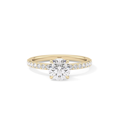Round Cut 1.05 Carat Moissanite Ring – Pave Setting in Gold