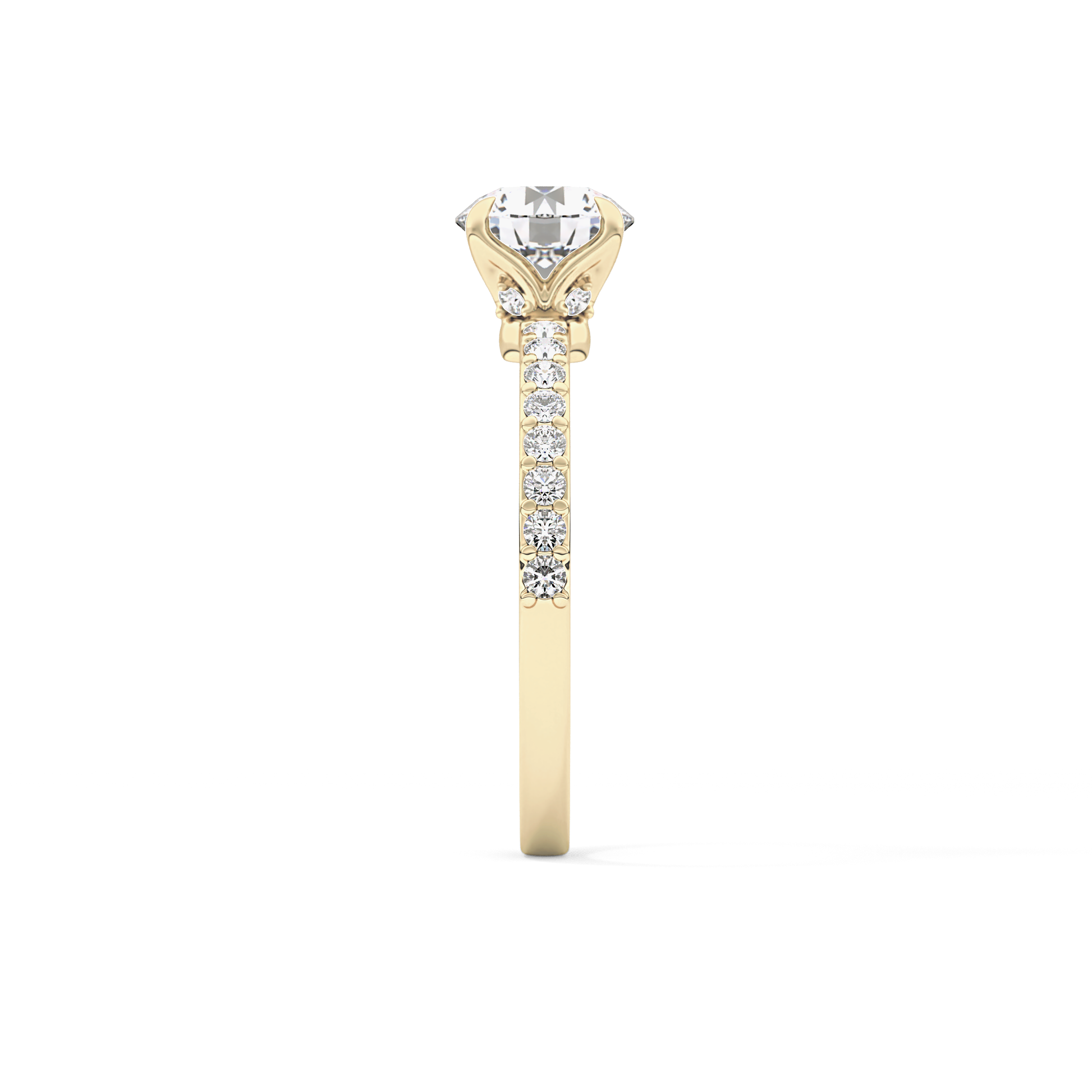 Round Cut 1.05 Carat Moissanite Ring – Pave Setting in Gold