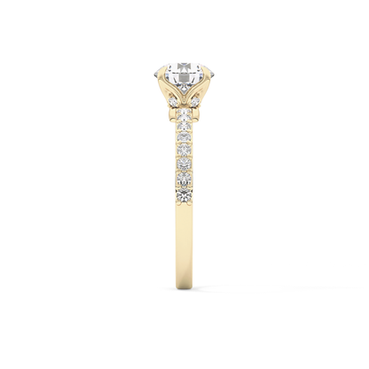 Round Cut 1.05 Carat Moissanite Ring – Pave Setting in Gold