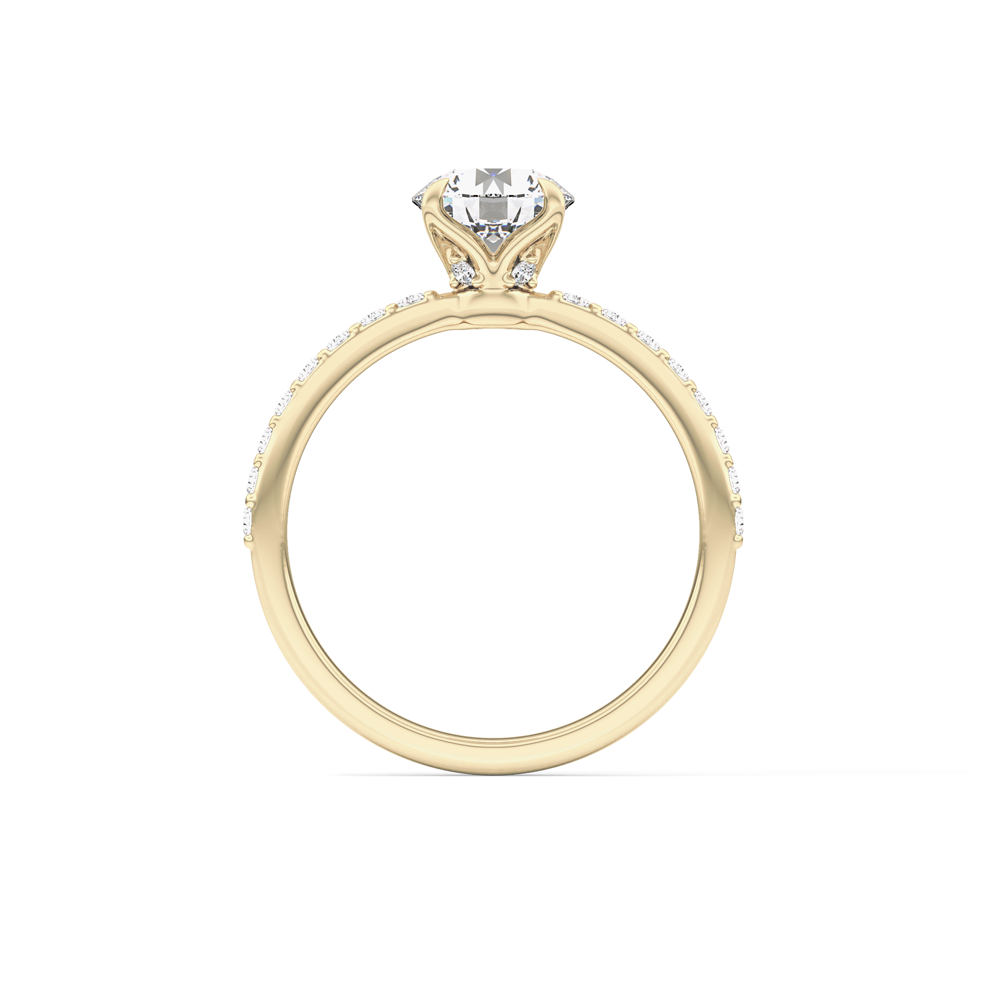 Round Cut 1.05 Carat Moissanite Ring – Pave Setting in Gold