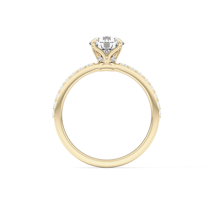 Round Cut 1.05 Carat Moissanite Ring – Pave Setting in Gold