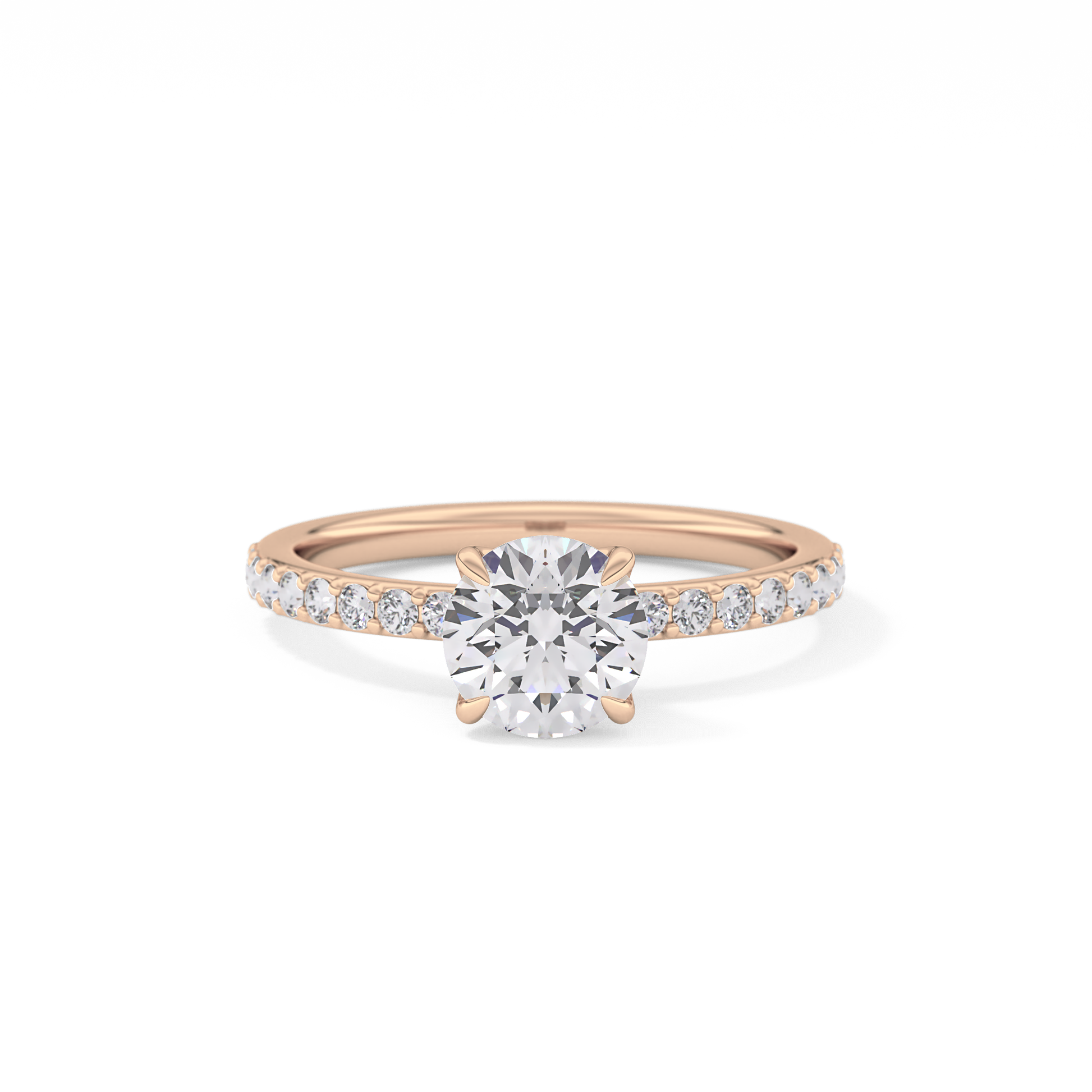 Round Cut 1.05 Carat Moissanite Ring – Pave Setting in Gold