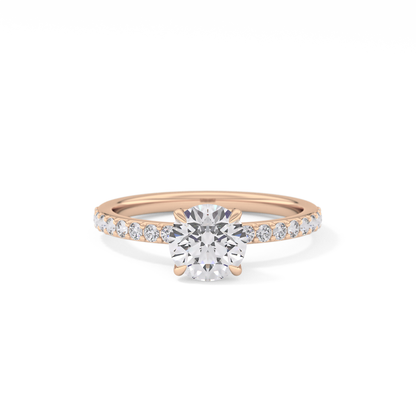 Round Cut 1.05 Carat Moissanite Ring – Pave Setting in Gold