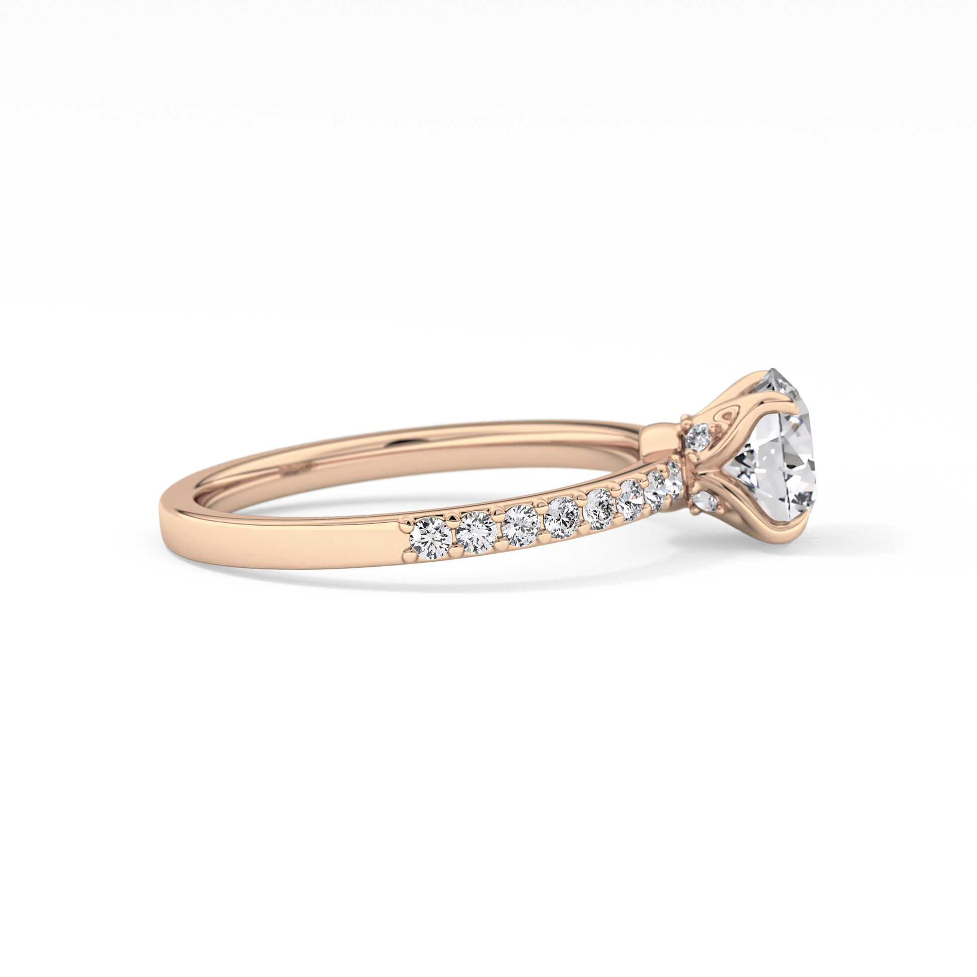 Round Cut 1.05 Carat Moissanite Ring – Pave Setting in Gold