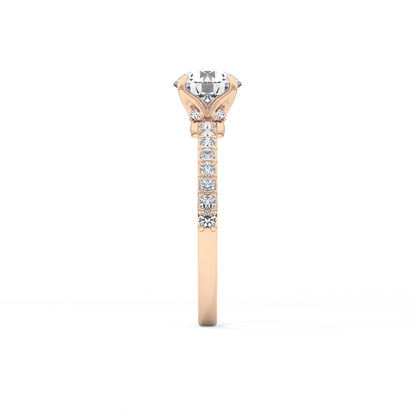 Round Cut 1.05 Carat Moissanite Ring – Pave Setting in Gold