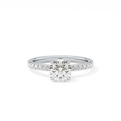 Round Cut 1.05 Carat Moissanite Ring – Pave Setting in Gold