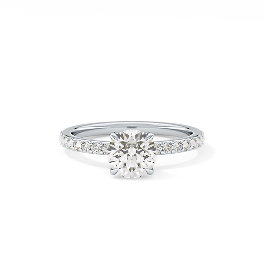 Round Cut 1.05 Carat Moissanite Ring – Pave Setting in Gold