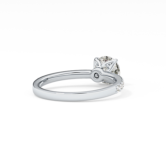 Round Cut 1.05 Carat Moissanite Ring – Pave Setting in Gold