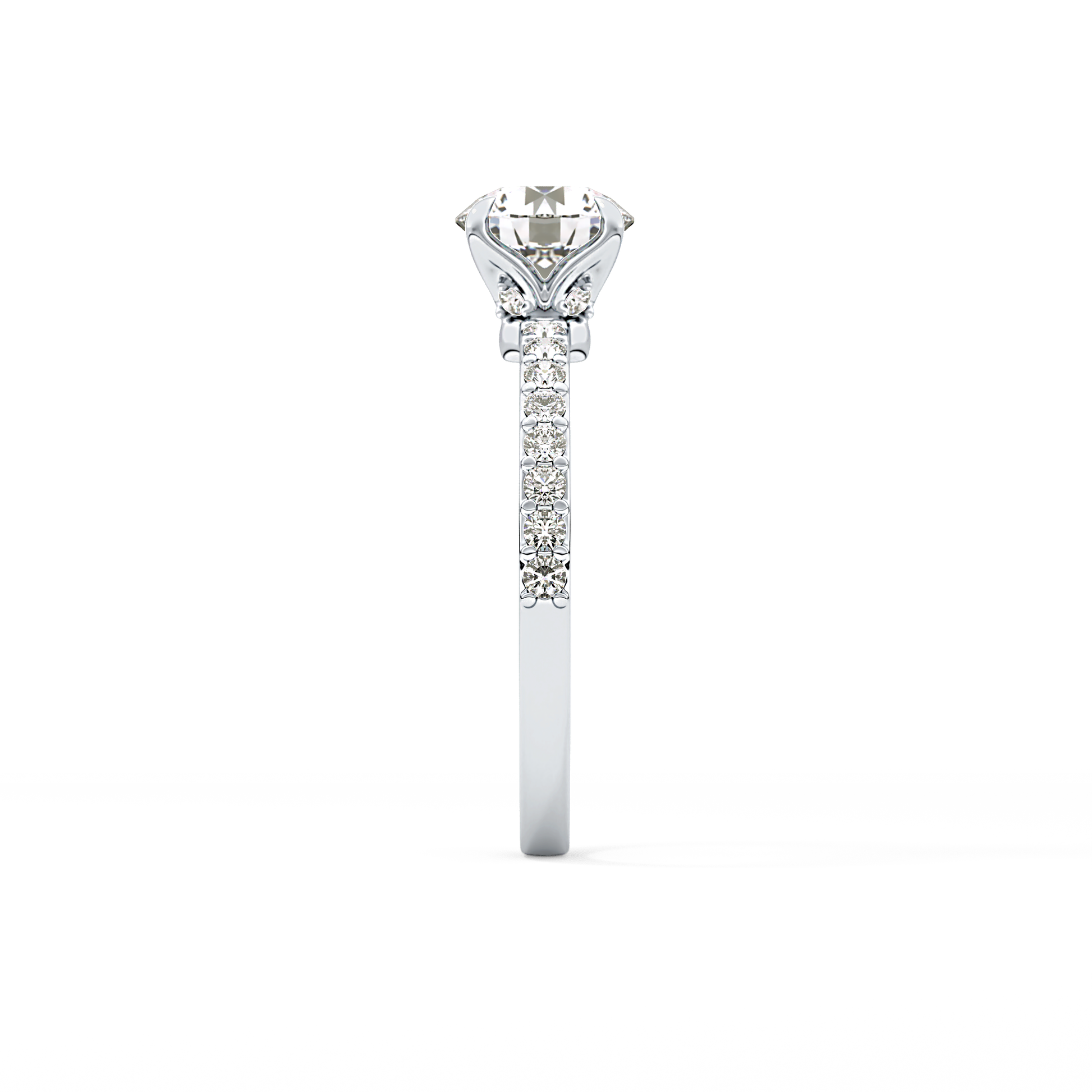Round Cut 1.05 Carat Moissanite Ring – Pave Setting in Gold