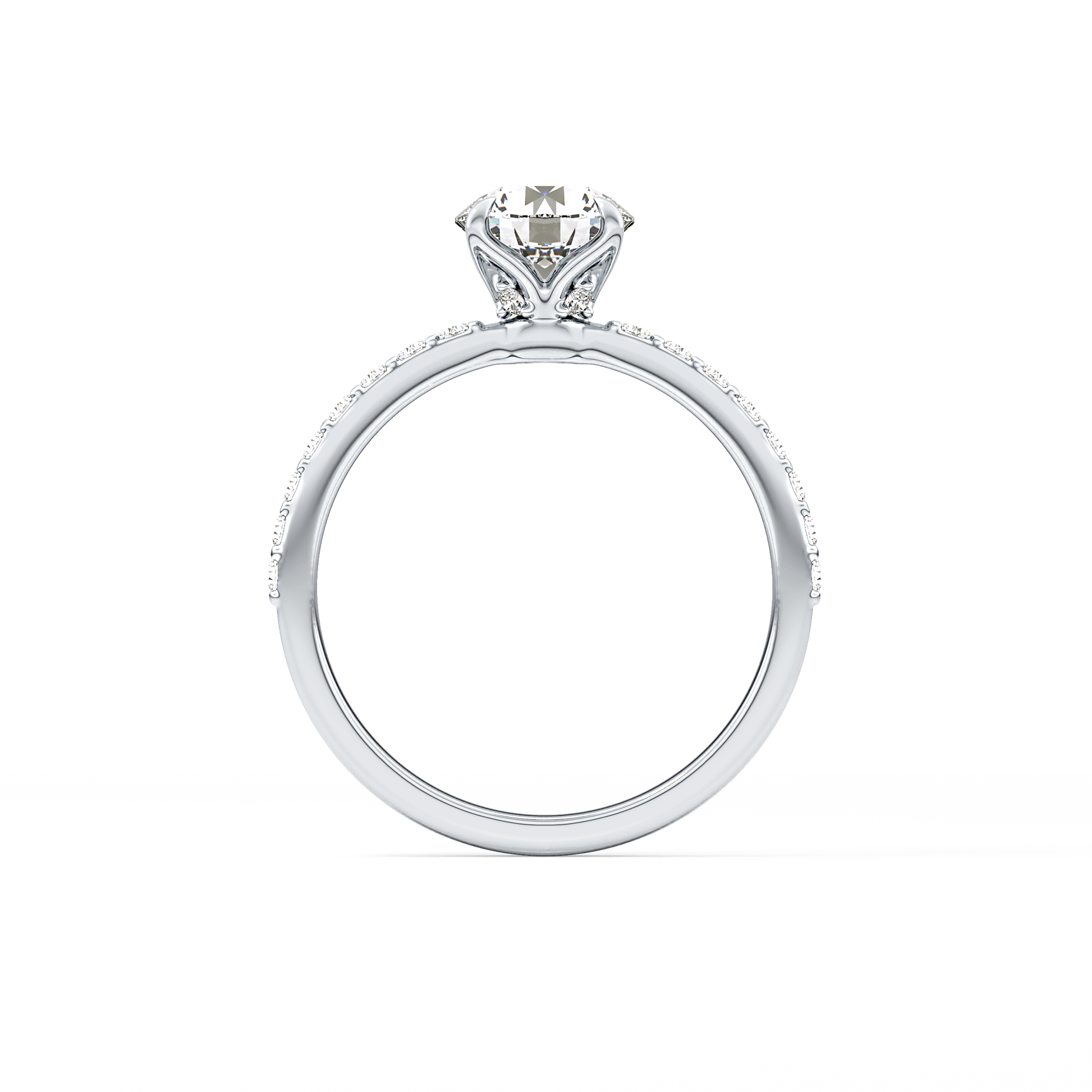 Round Cut 1.05 Carat Moissanite Ring – Pave Setting in Gold