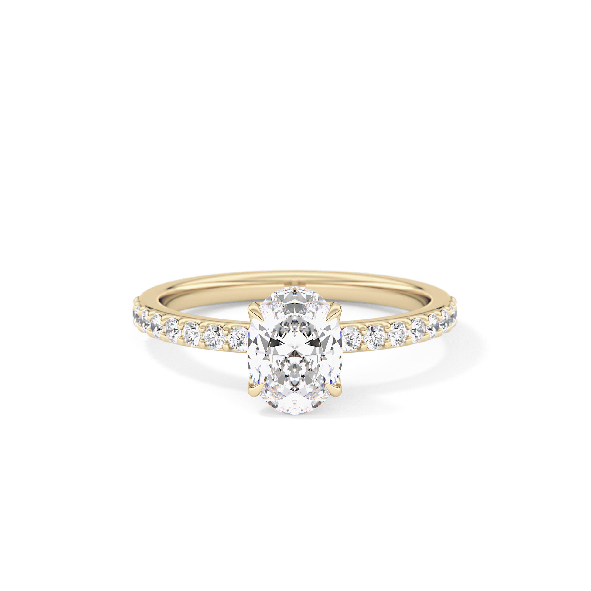 Oval Cut 0.83 Carat Moissanite Ring – Pave Setting in Gold