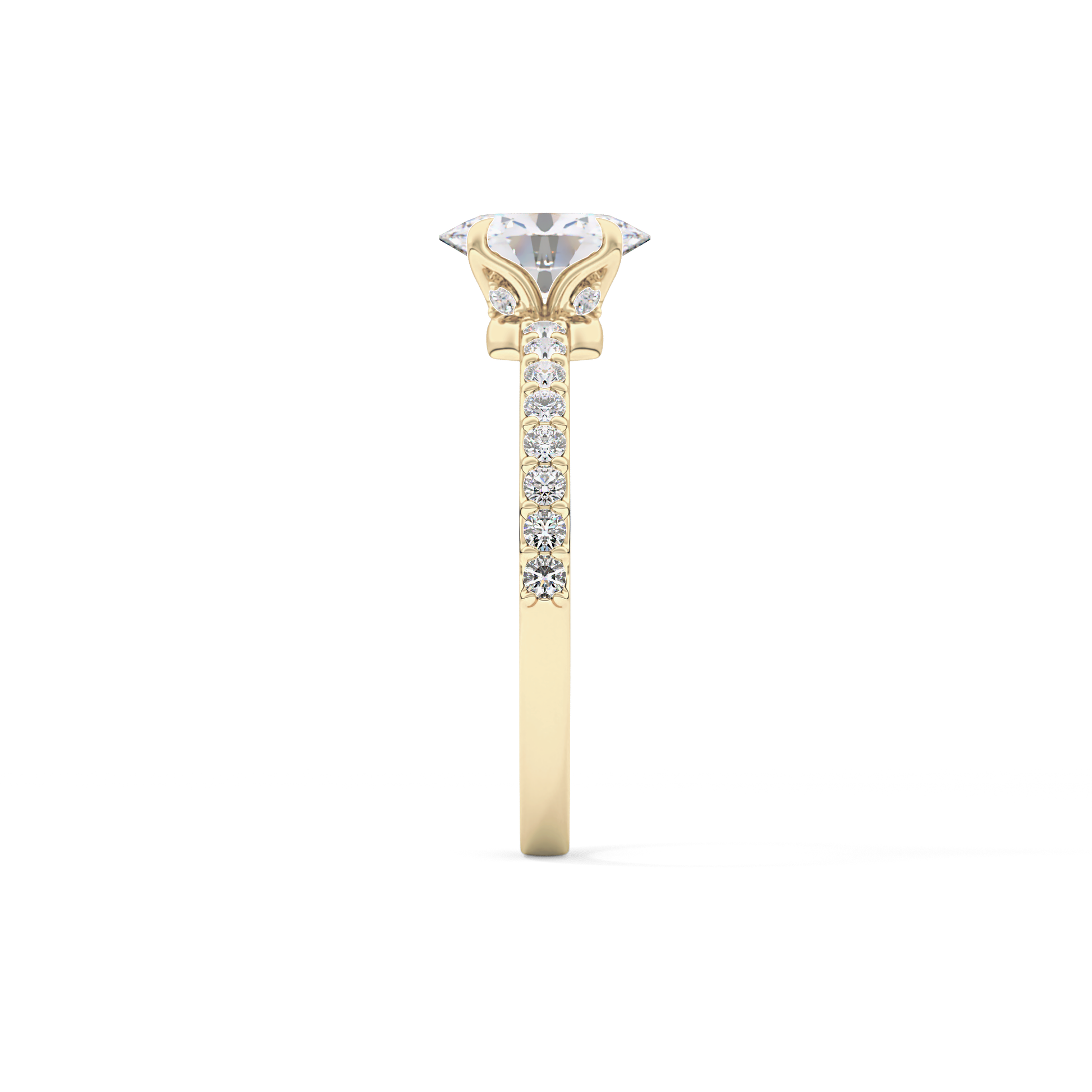 Oval Cut 0.83 Carat Moissanite Ring – Pave Setting in Gold