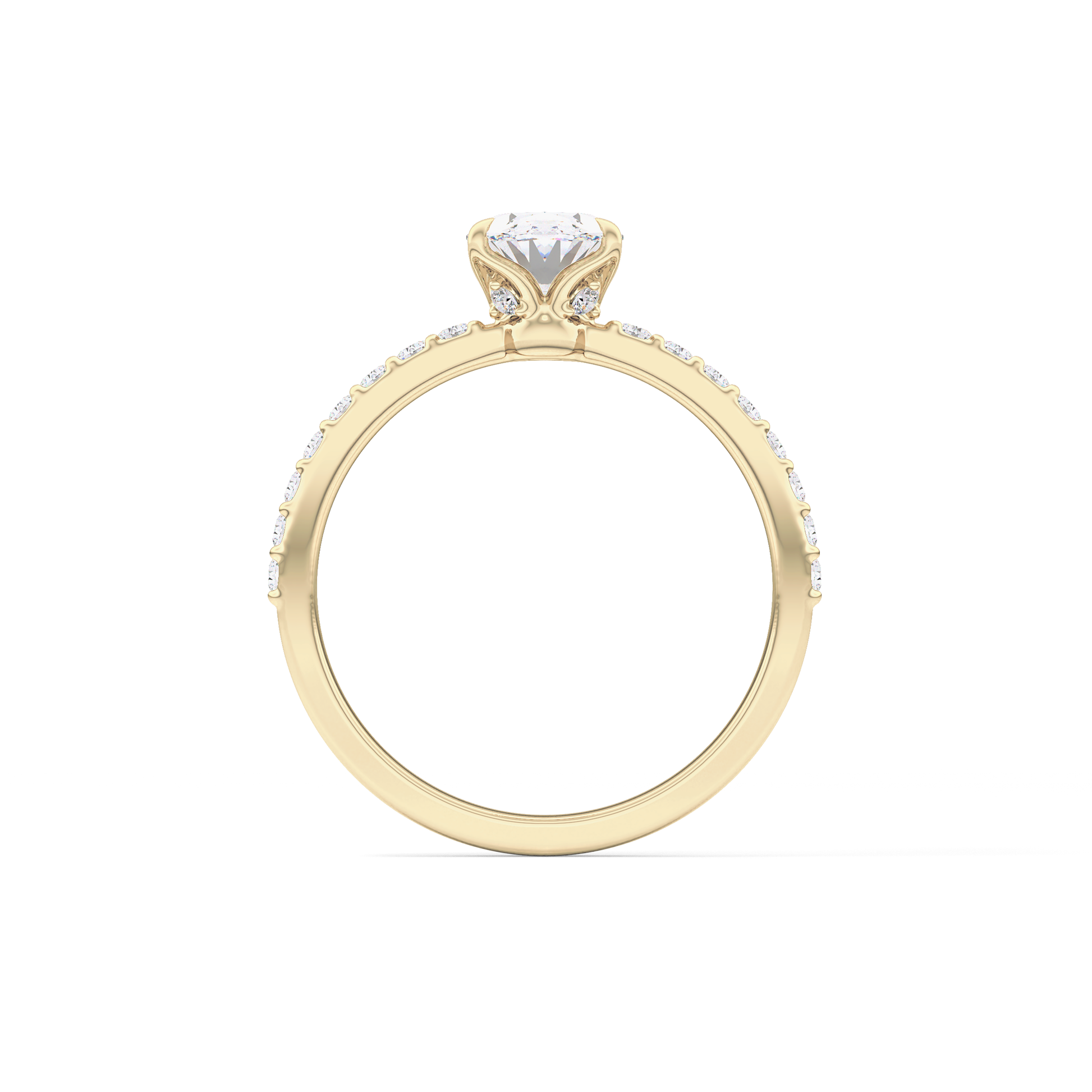 Oval Cut 0.83 Carat Moissanite Ring – Pave Setting in Gold