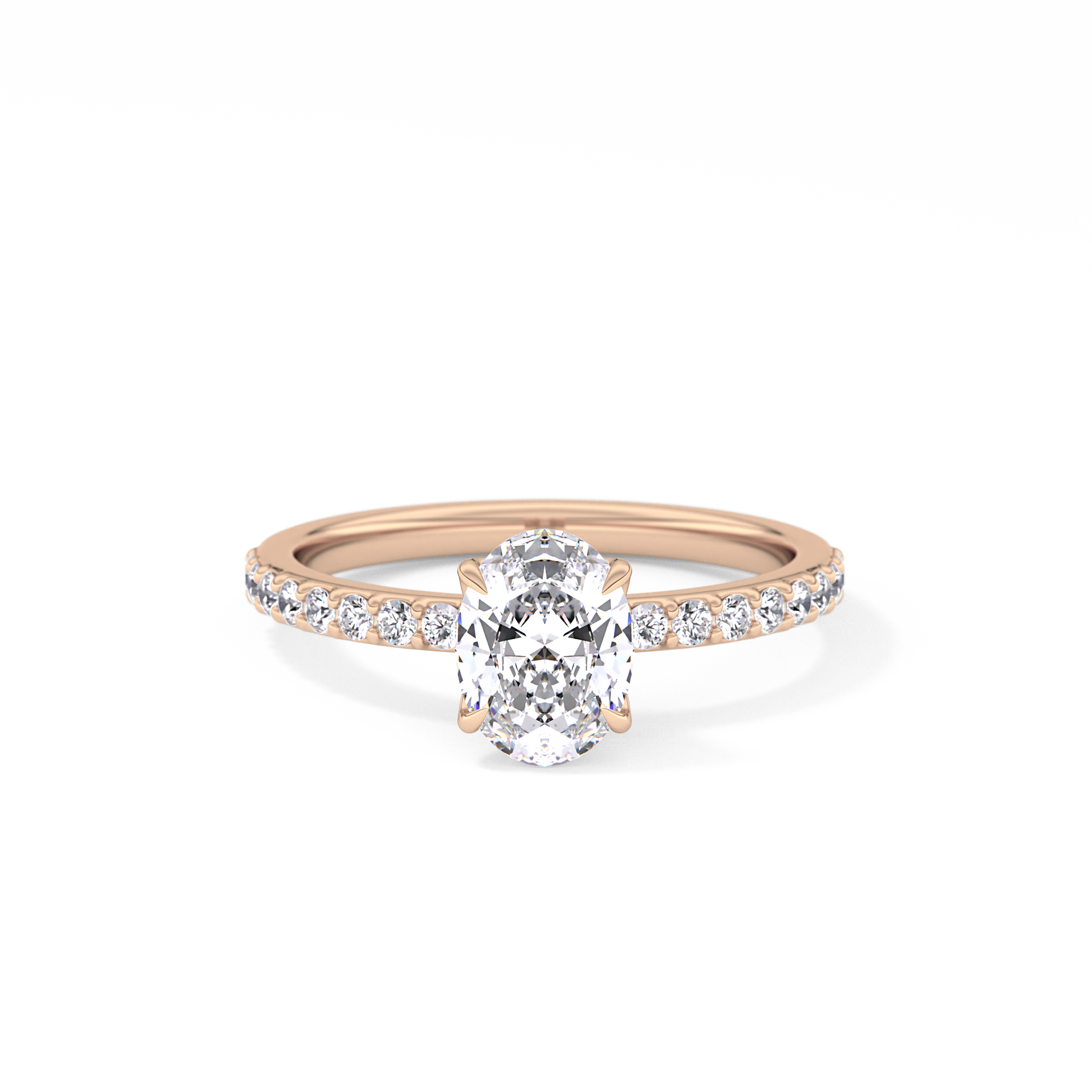 Oval Cut 0.83 Carat Moissanite Ring – Pave Setting in Gold