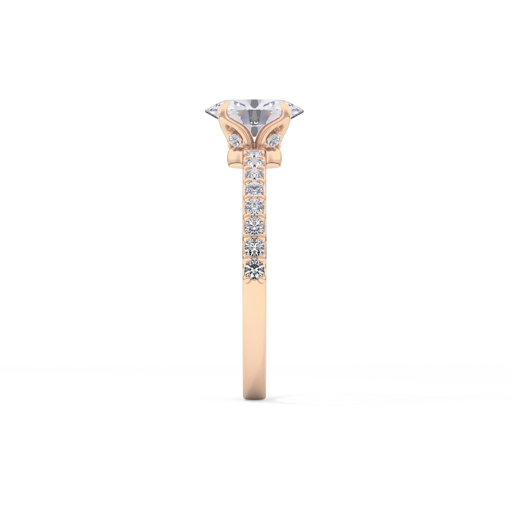 Oval Cut 0.83 Carat Moissanite Ring – Pave Setting in Gold