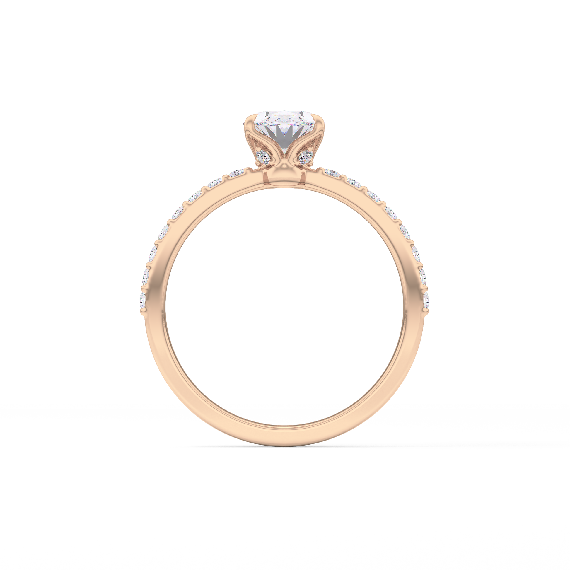 Oval Cut 0.83 Carat Moissanite Ring – Pave Setting in Gold