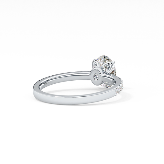 Oval Cut 0.83 Carat Moissanite Ring – Pave Setting in Gold