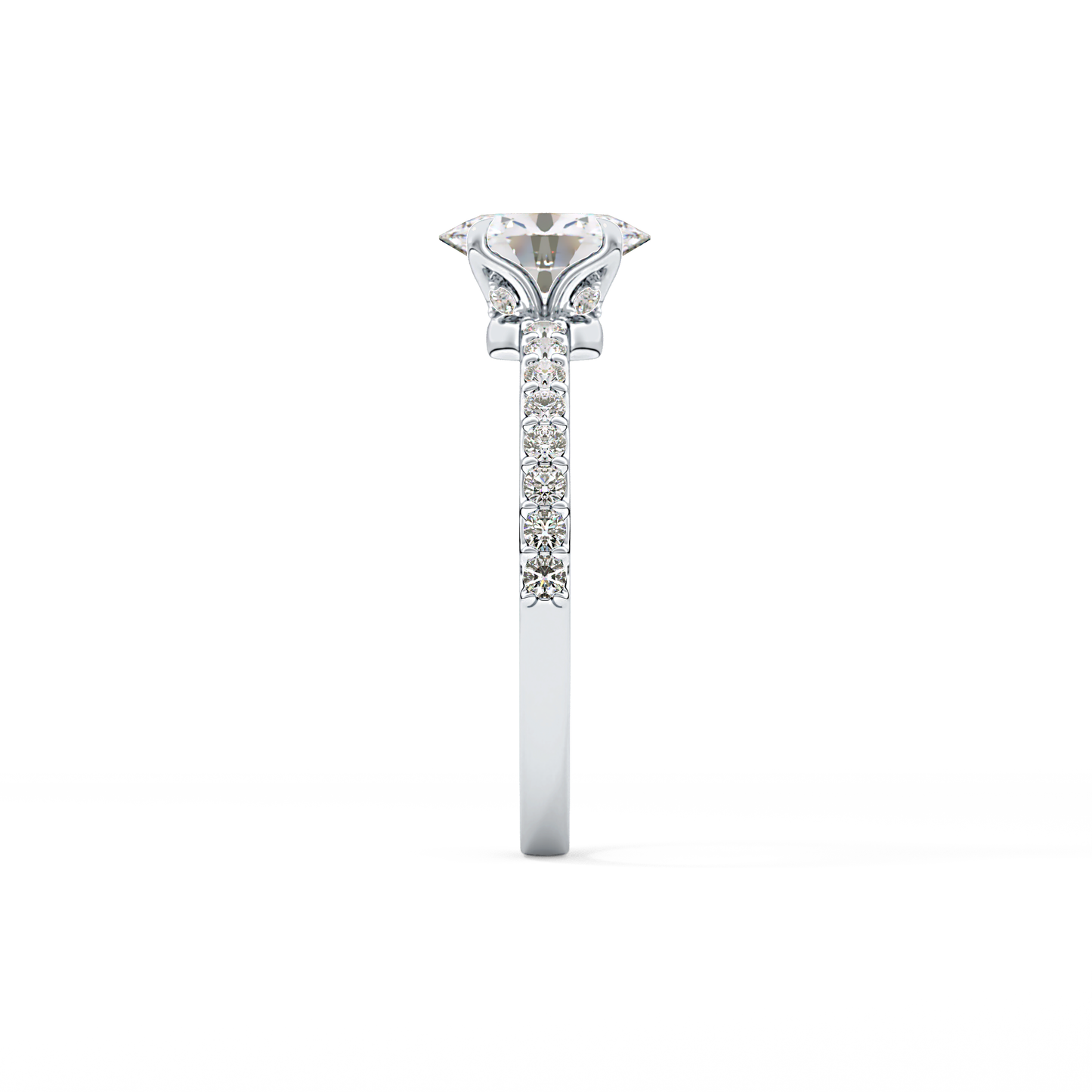 Oval Cut 0.83 Carat Moissanite Ring – Pave Setting in Gold