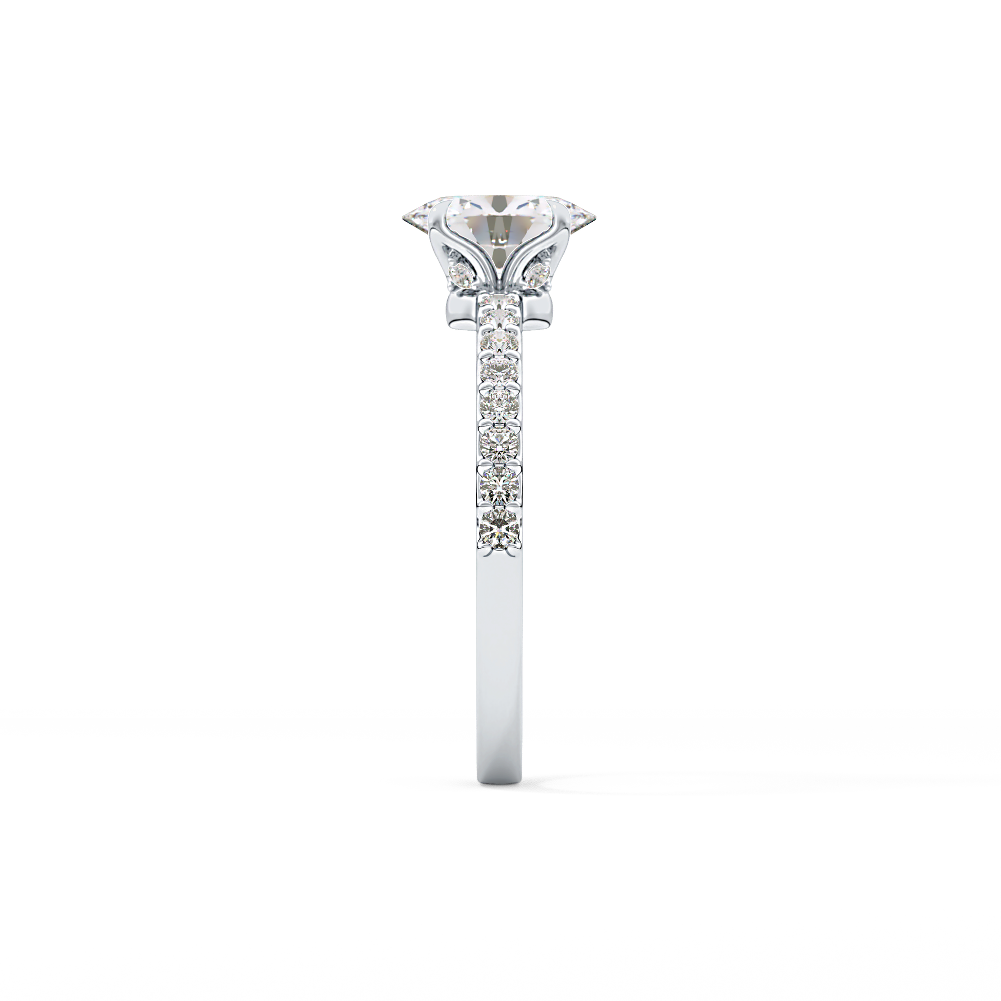 Oval Cut 0.83 Carat Moissanite Ring – Pave Setting in Gold