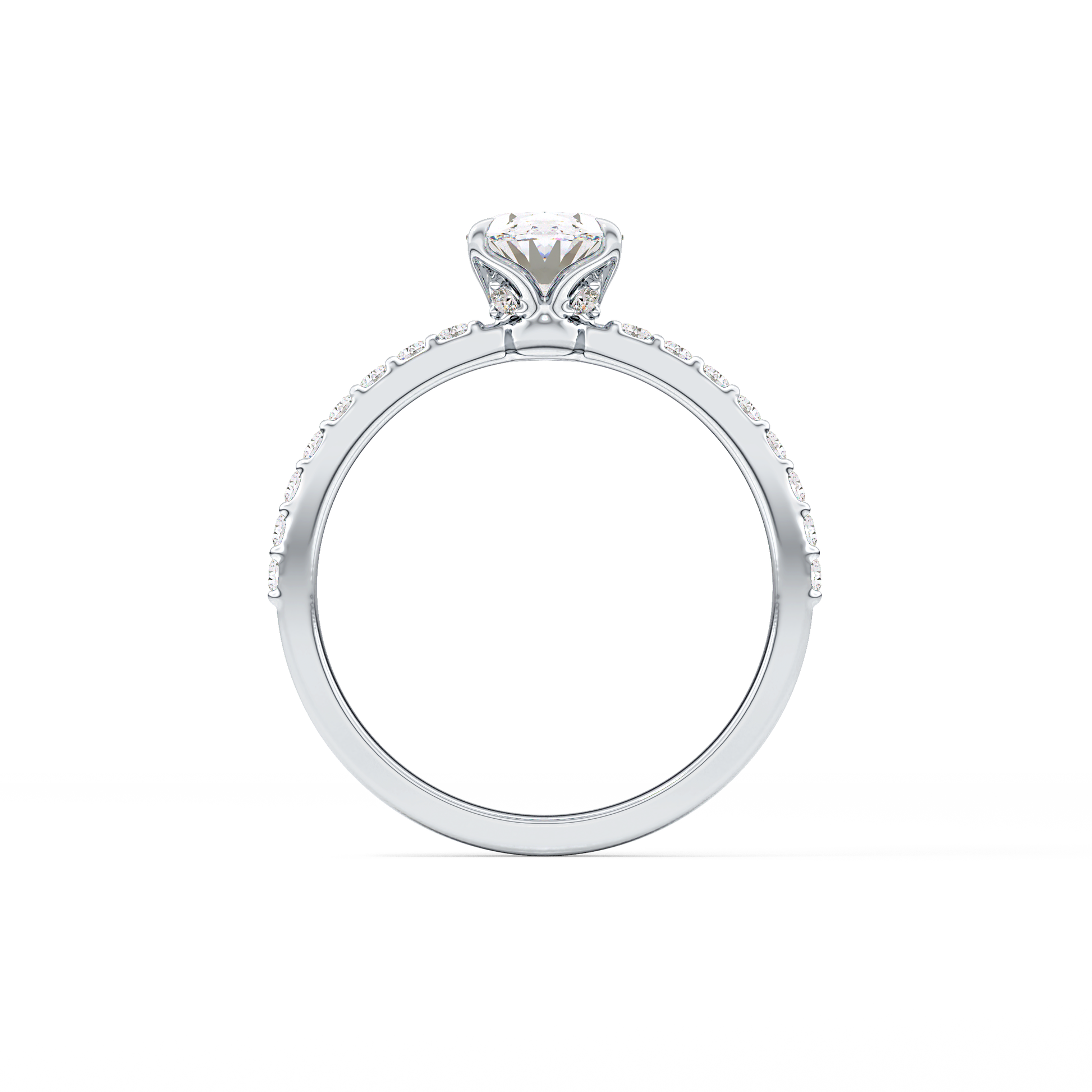 Oval Cut 0.83 Carat Moissanite Ring – Pave Setting in Gold
