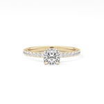 Cushion Cut 0.86 Carat Moissanite Ring – Pave Setting in Gold