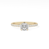 Cushion Cut 0.86 Carat Moissanite Ring – Pave Setting in Gold