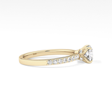 Cushion Cut 0.86 Carat Moissanite Ring – Pave Setting in Gold