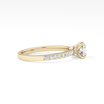 Cushion Cut 0.86 Carat Moissanite Ring – Pave Setting in Gold