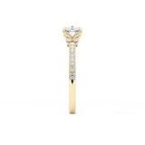 Cushion Cut 0.86 Carat Moissanite Ring – Pave Setting in Gold