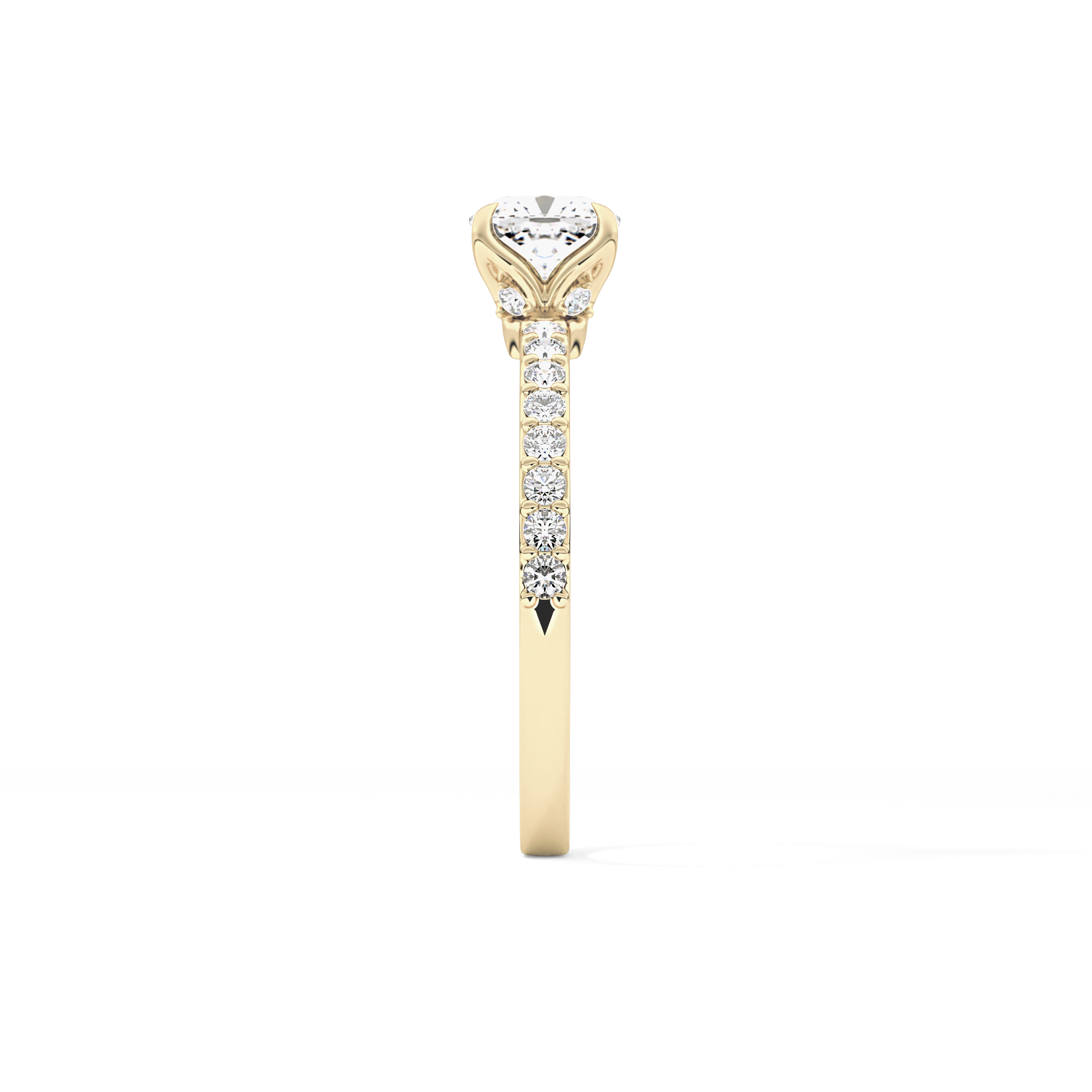 Cushion Cut 0.86 Carat Moissanite Ring – Pave Setting in Gold