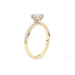 Cushion Cut 0.86 Carat Moissanite Ring – Pave Setting in Gold