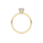 Cushion Cut 0.86 Carat Moissanite Ring – Pave Setting in Gold