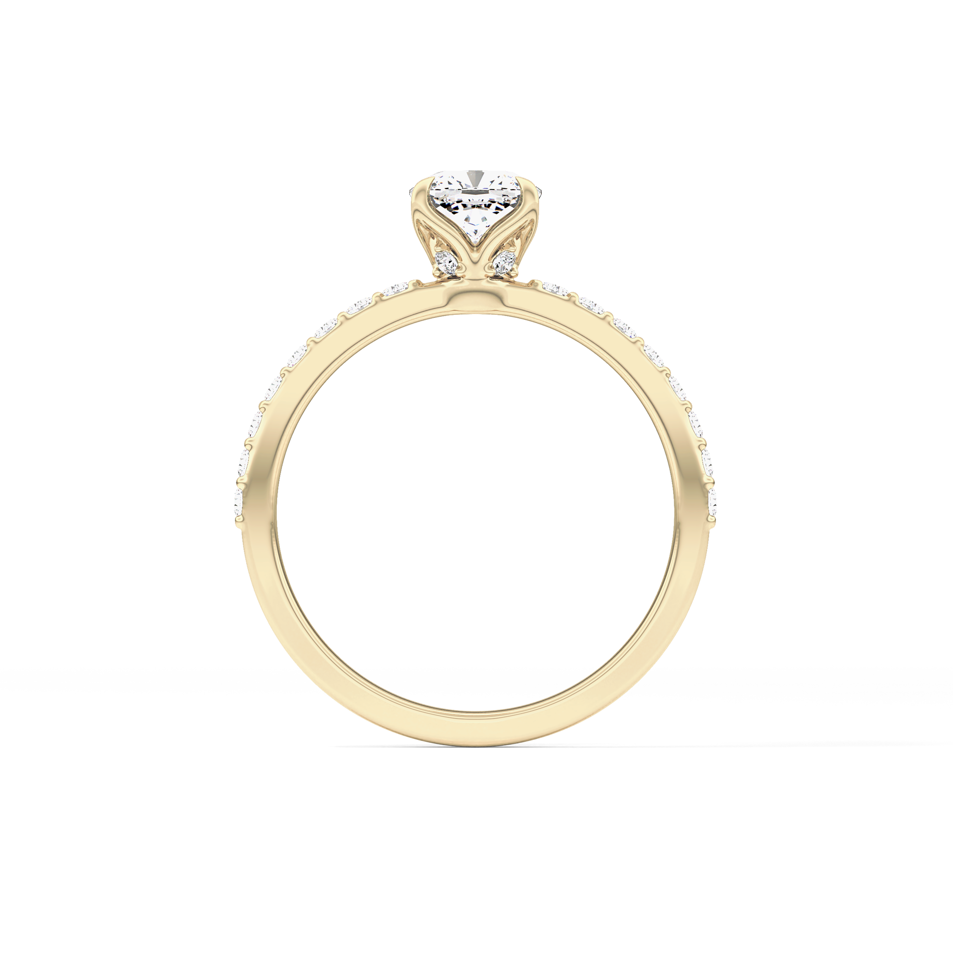Cushion Cut 0.86 Carat Moissanite Ring – Pave Setting in Gold