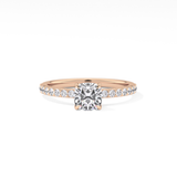 Cushion Cut 0.86 Carat Moissanite Ring – Pave Setting in Gold