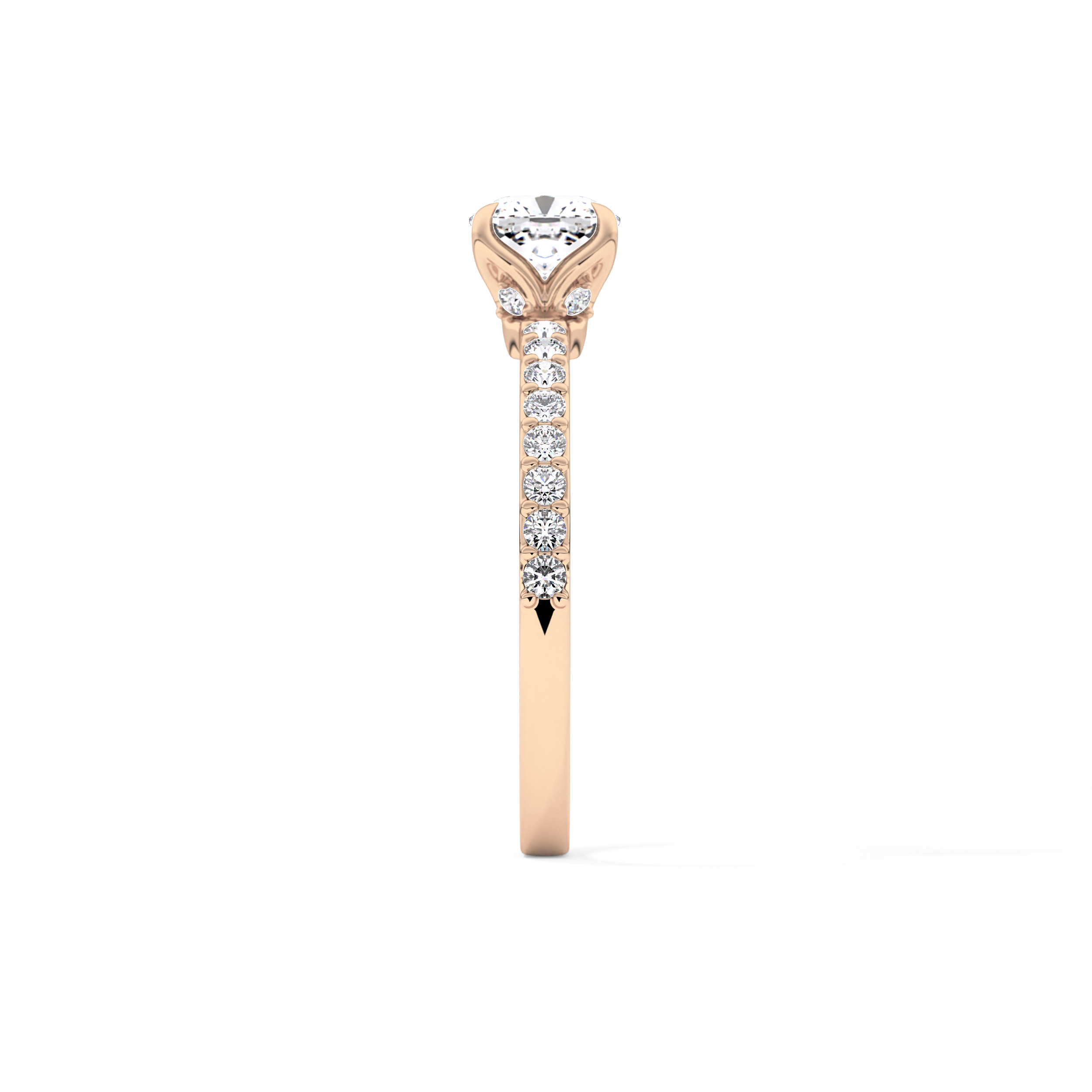 Cushion Cut 0.86 Carat Moissanite Ring – Pave Setting in Gold