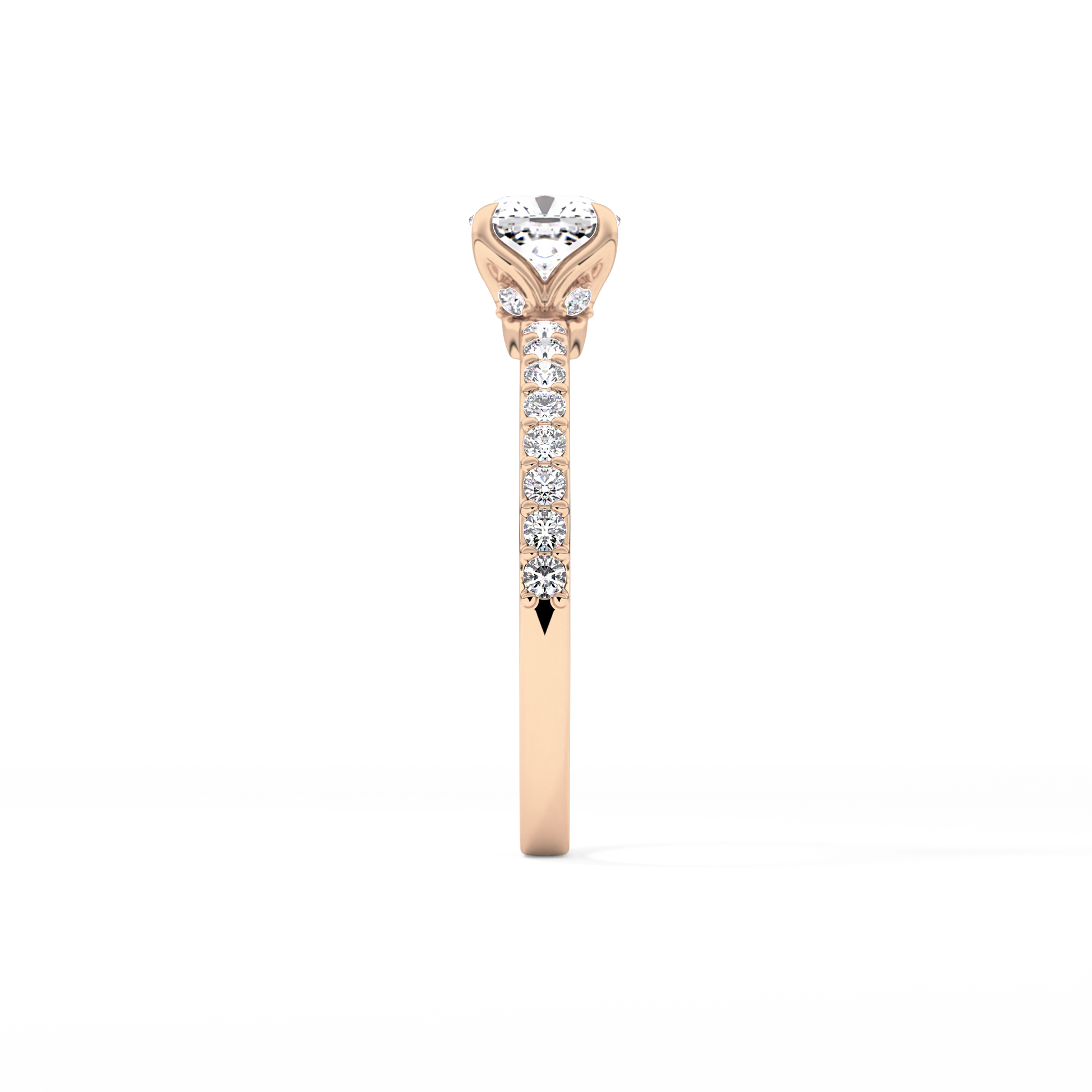 Cushion Cut 0.86 Carat Moissanite Ring – Pave Setting in Gold