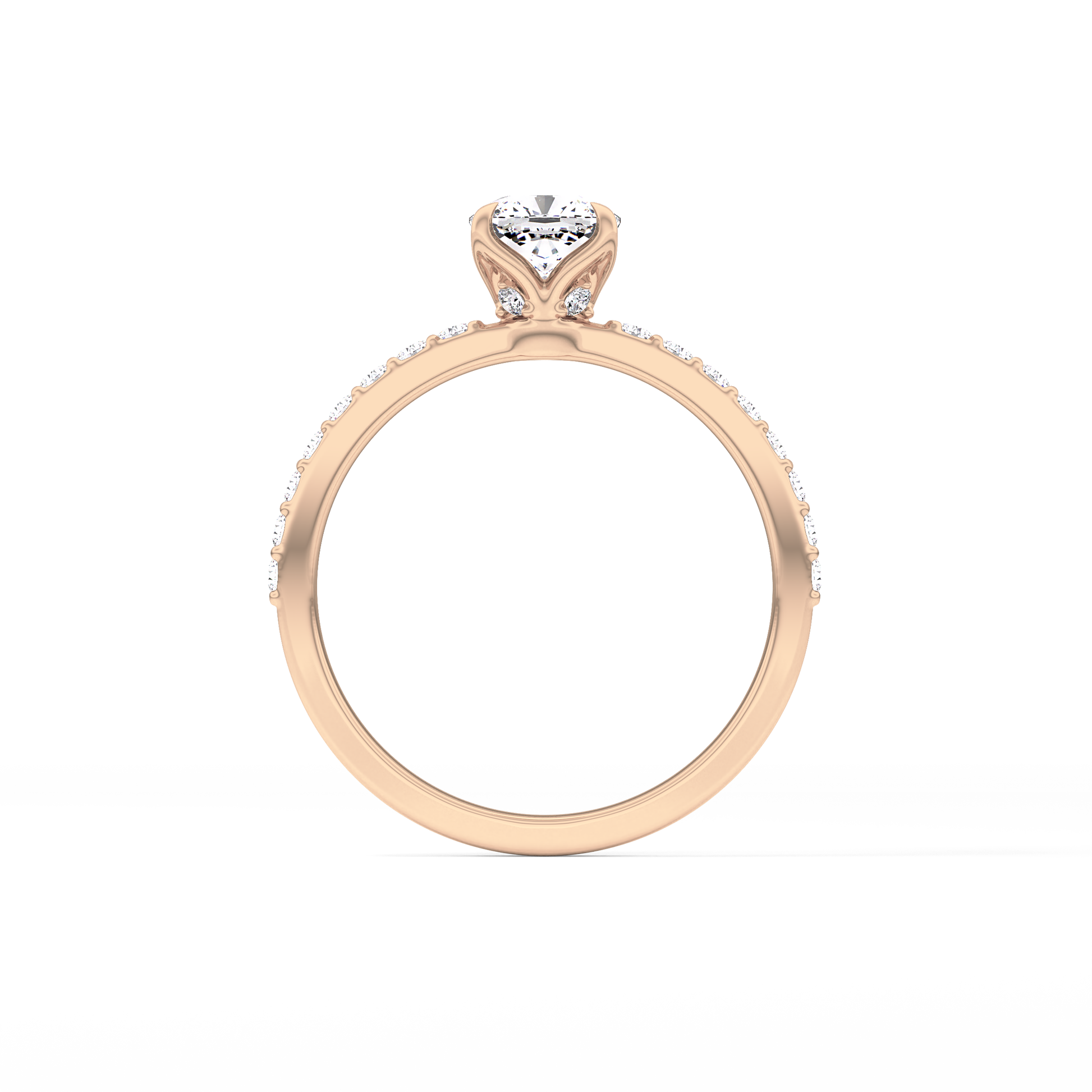 Cushion Cut 0.86 Carat Moissanite Ring – Pave Setting in Gold