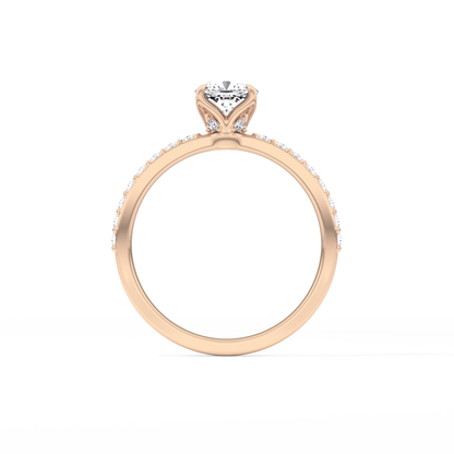 Cushion Cut 0.86 Carat Moissanite Ring – Pave Setting in Gold