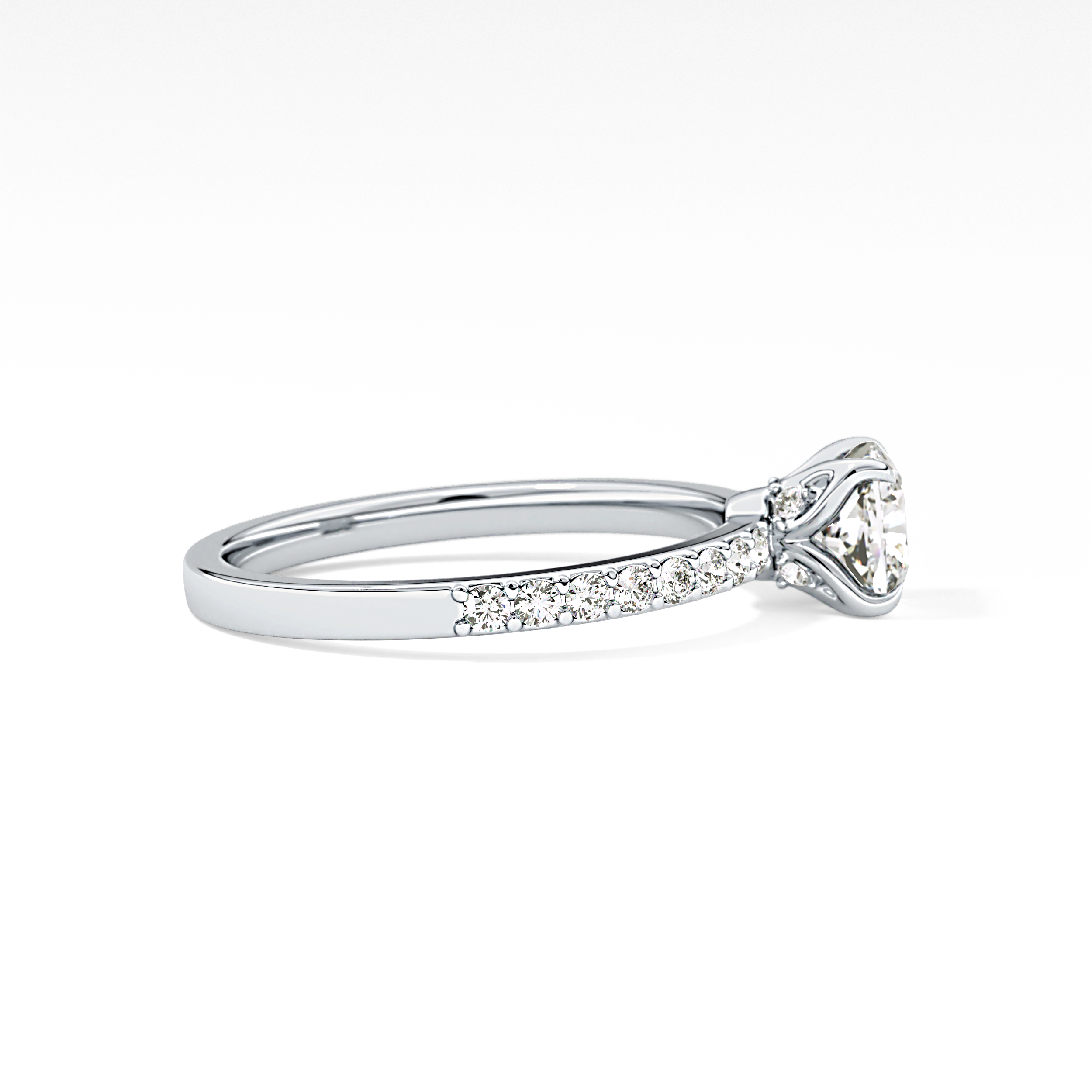 Cushion Cut 0.86 Carat Moissanite Ring – Pave Setting in Gold