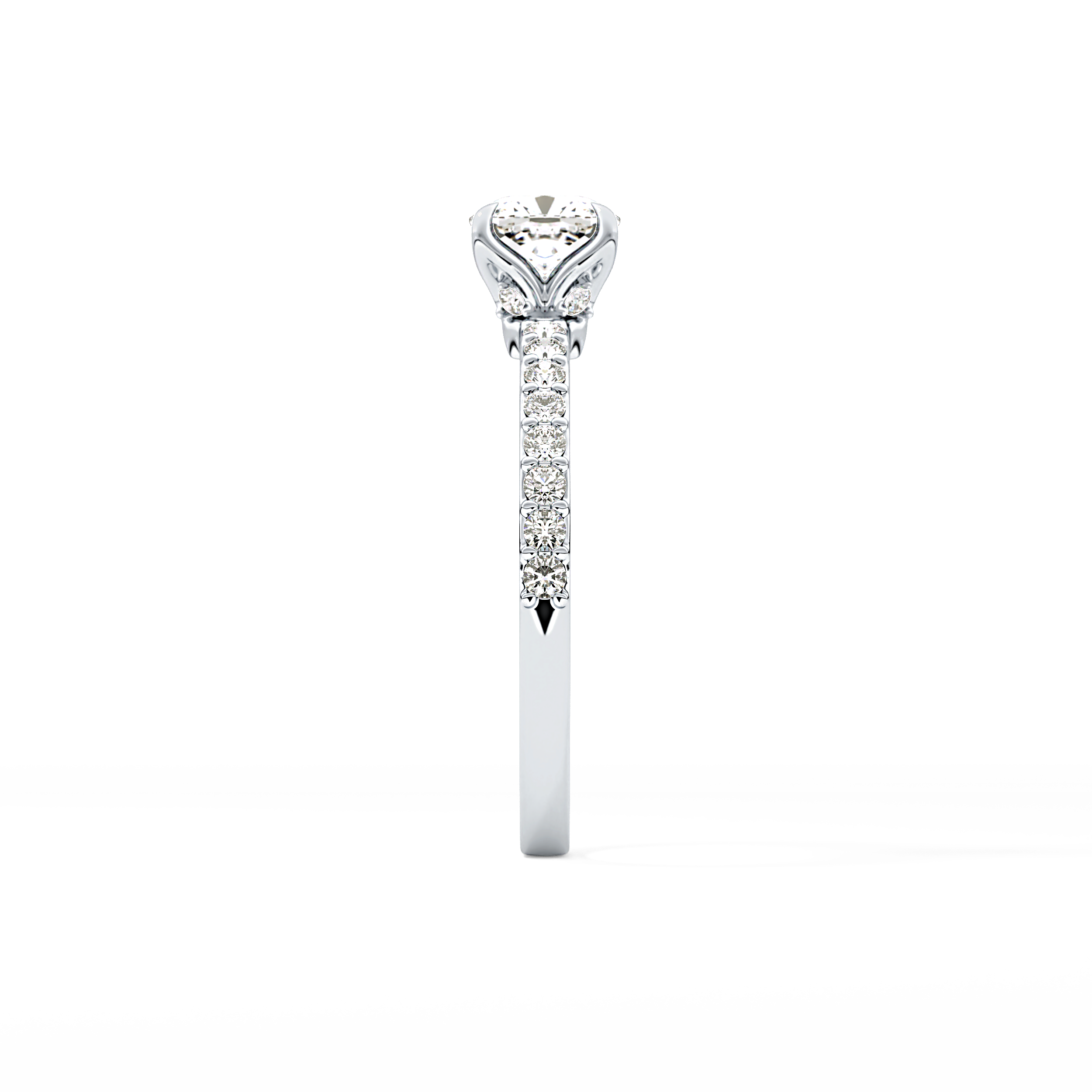 Cushion Cut 0.86 Carat Moissanite Ring – Pave Setting in Gold