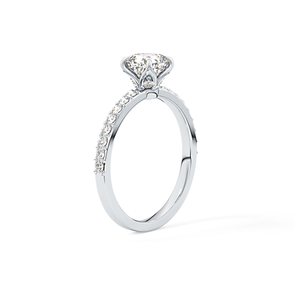 Cushion Cut 0.86 Carat Moissanite Ring – Pave Setting in Gold
