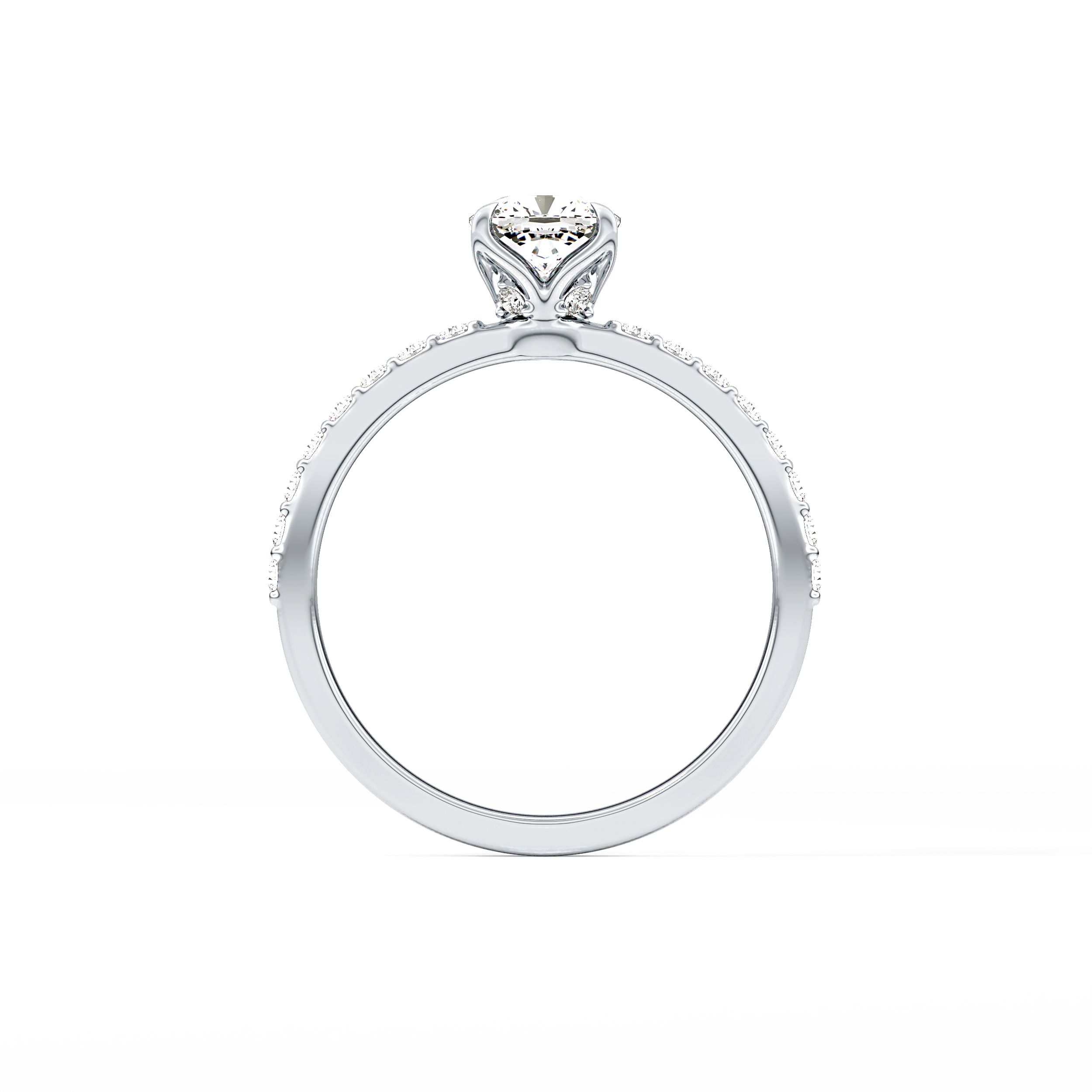 Cushion Cut 0.86 Carat Moissanite Ring – Pave Setting in Gold