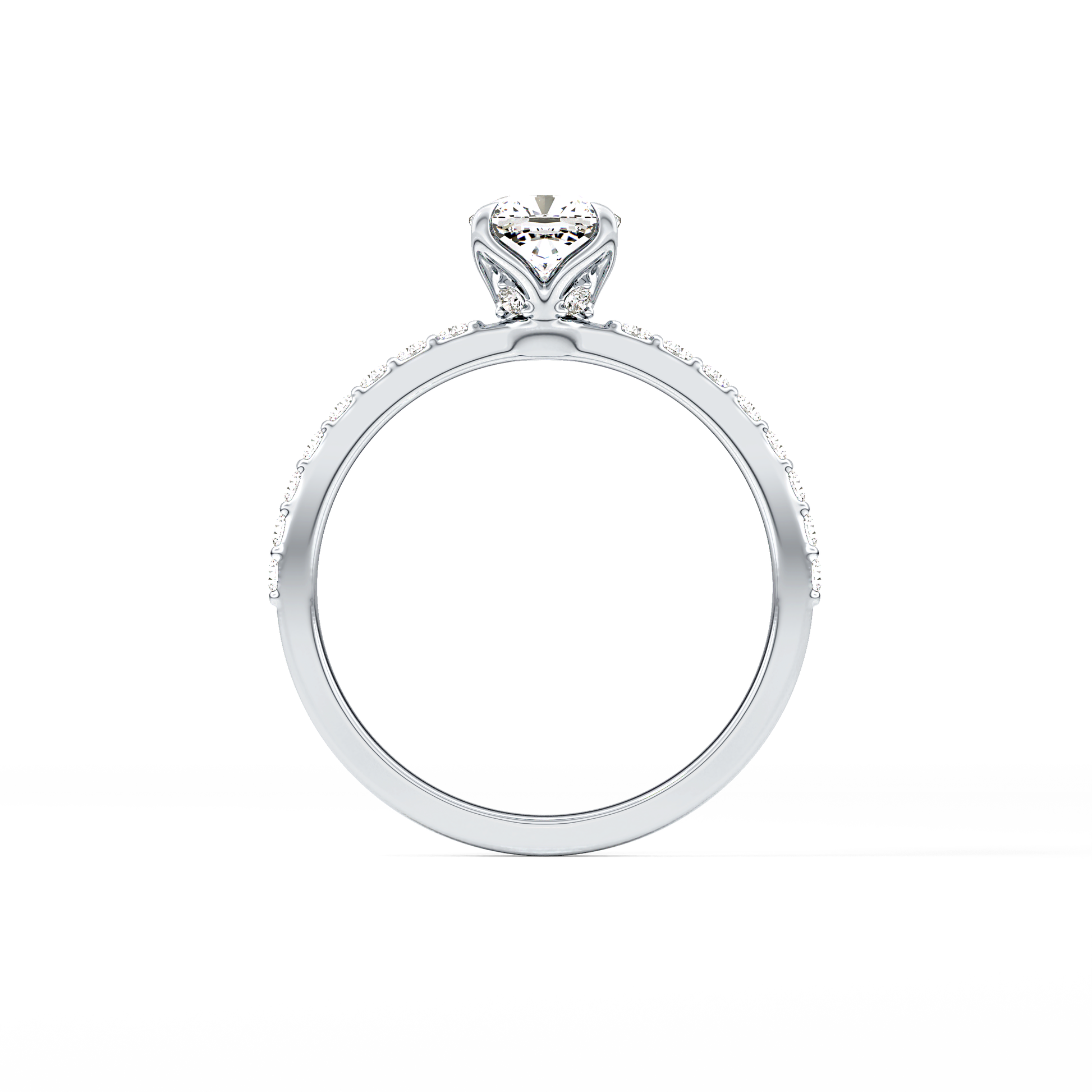 Cushion Cut 0.86 Carat Moissanite Ring – Pave Setting in Gold