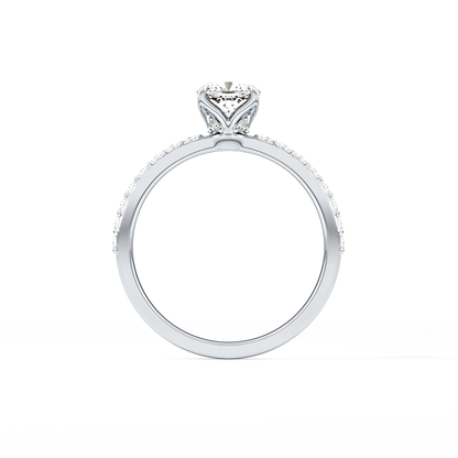 Cushion Cut 0.86 Carat Moissanite Ring – Pave Setting in Gold
