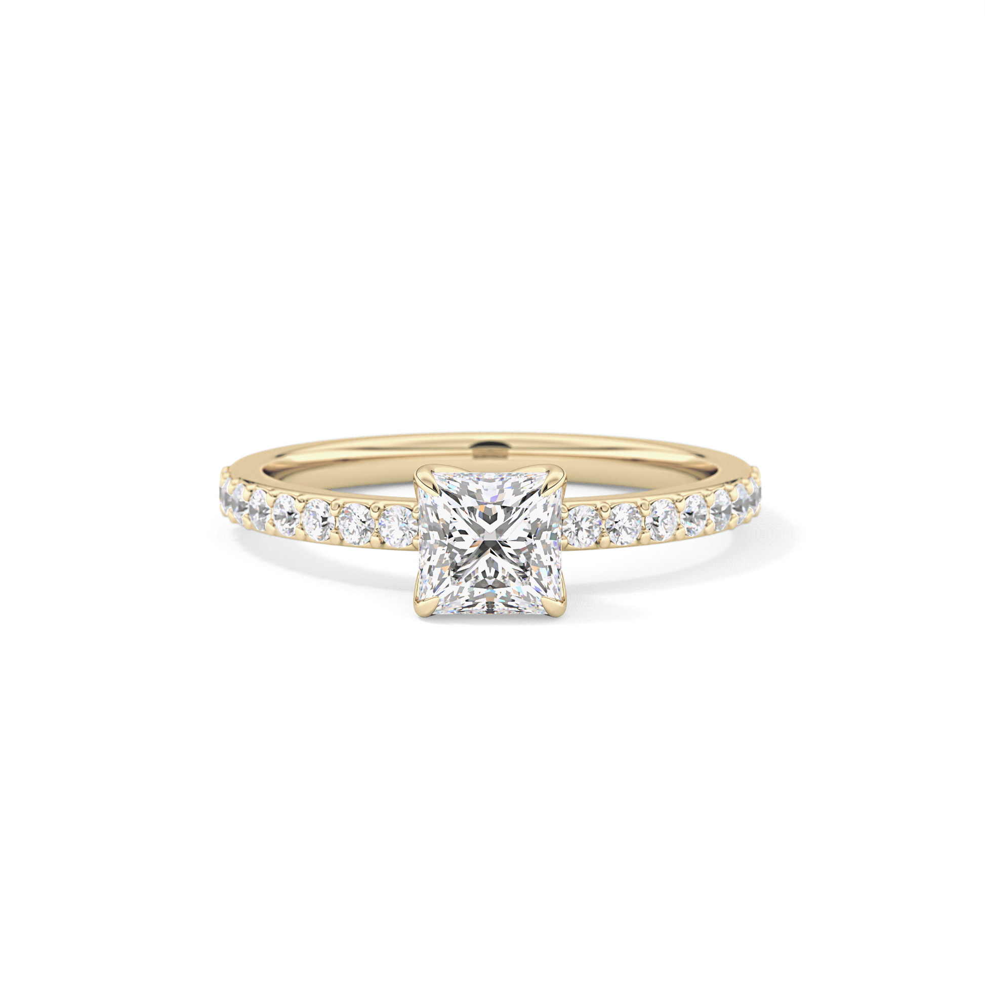 Princess Cut 0.78 Carat Moissanite Ring – Pave Setting in Gold