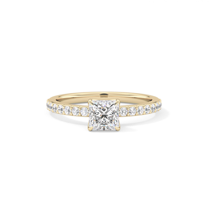 Princess Cut 0.78 Carat Moissanite Ring – Pave Setting in Gold