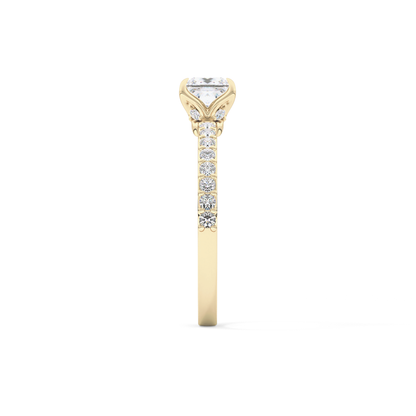 Princess Cut 0.78 Carat Moissanite Ring – Pave Setting in Gold
